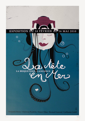 Affiche Tete en mer par Zig - Dezzig artshop, édition d'art graphique en sérigraphie