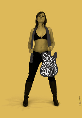Affiche Sex drugs & Rock'n roll par Eric Collet - Dezzig artshop, édition d'art graphique en sérigraphie