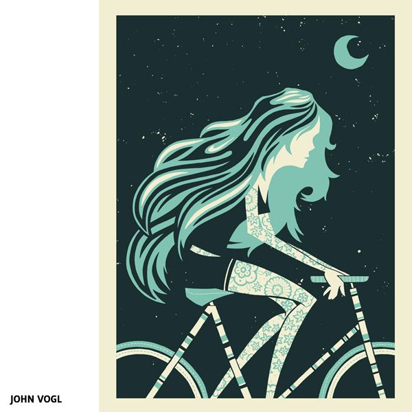 Night ride Bike art par John Vogl (The Bungaloo)