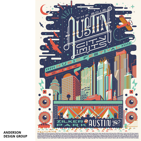 Affiche de festival Austin City Limits par Andy Gregg - Anderson Design Group