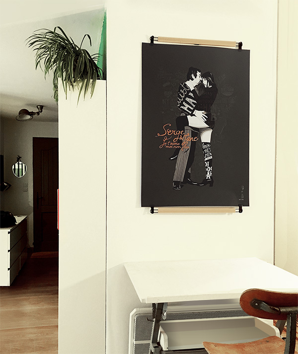 déco Poster-pant par Dezzig et sérigraphie Gainsbourg
