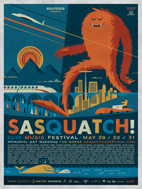 Affiche de festival Sasquatch poster 2010 par Invisible Creature