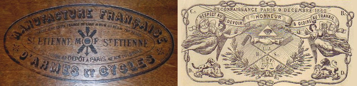 Le premier logo Manufrance en 1895 et emblème des compagnons du devoir