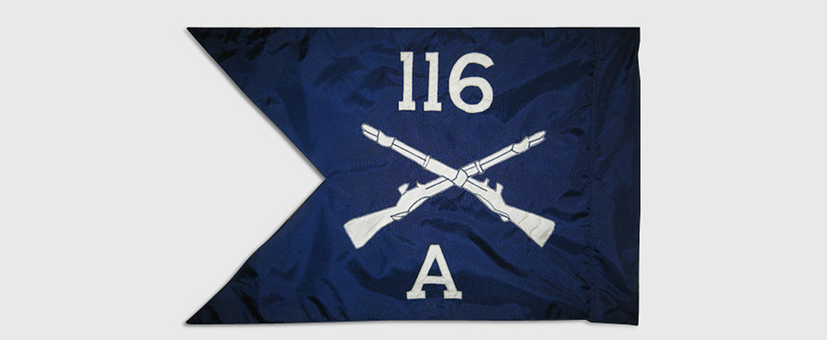 Fanion de la cie A 116th IR US – 29th ID US 1944 / Blue and Gray / Omaha