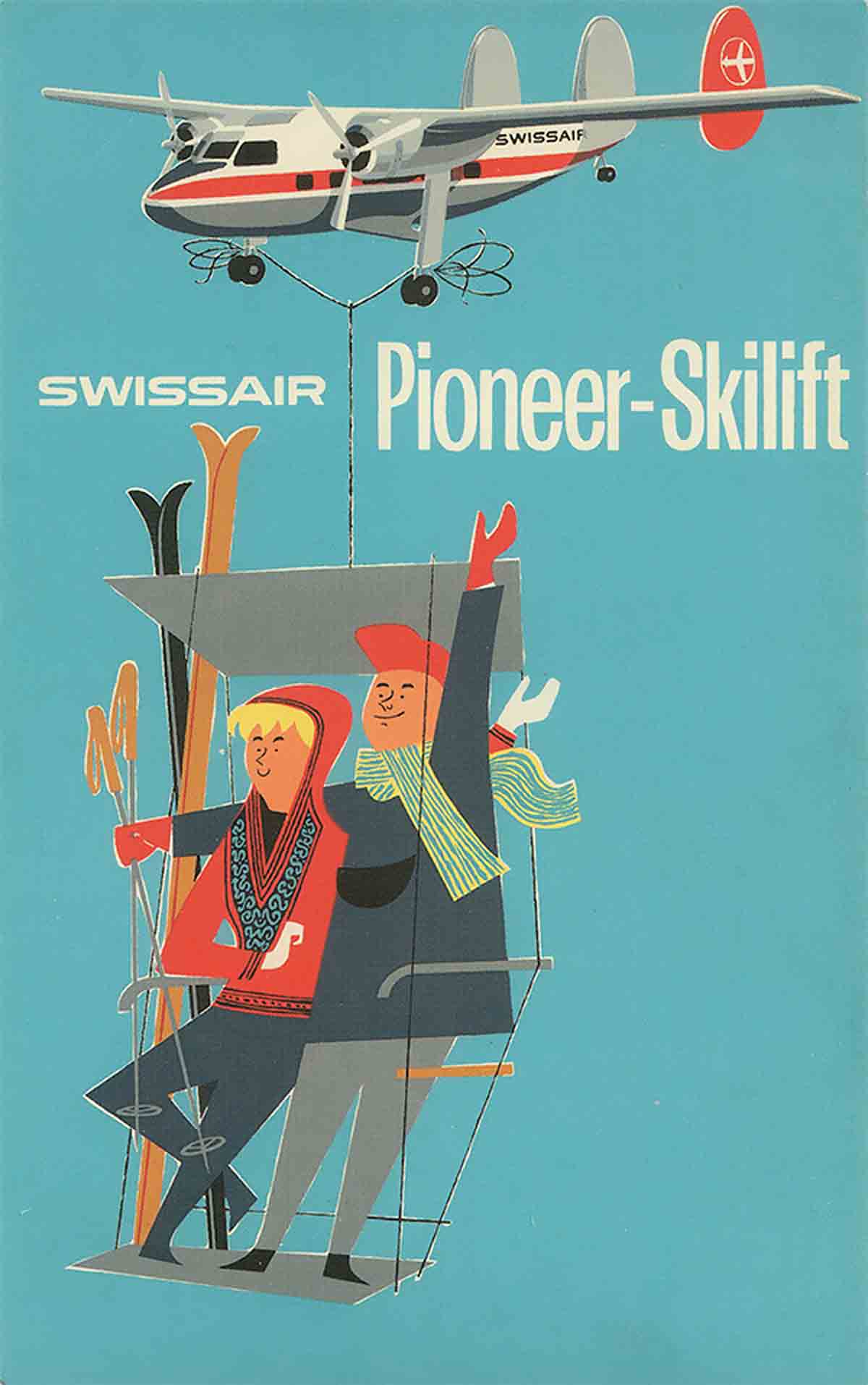 Swissair imprimée en sérigraphie 1950 par Serico