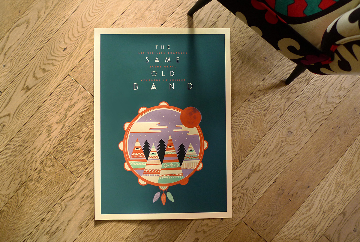 Sérigraphie groupe The Same Old Band par Laurent Duvoux - We Are Ted