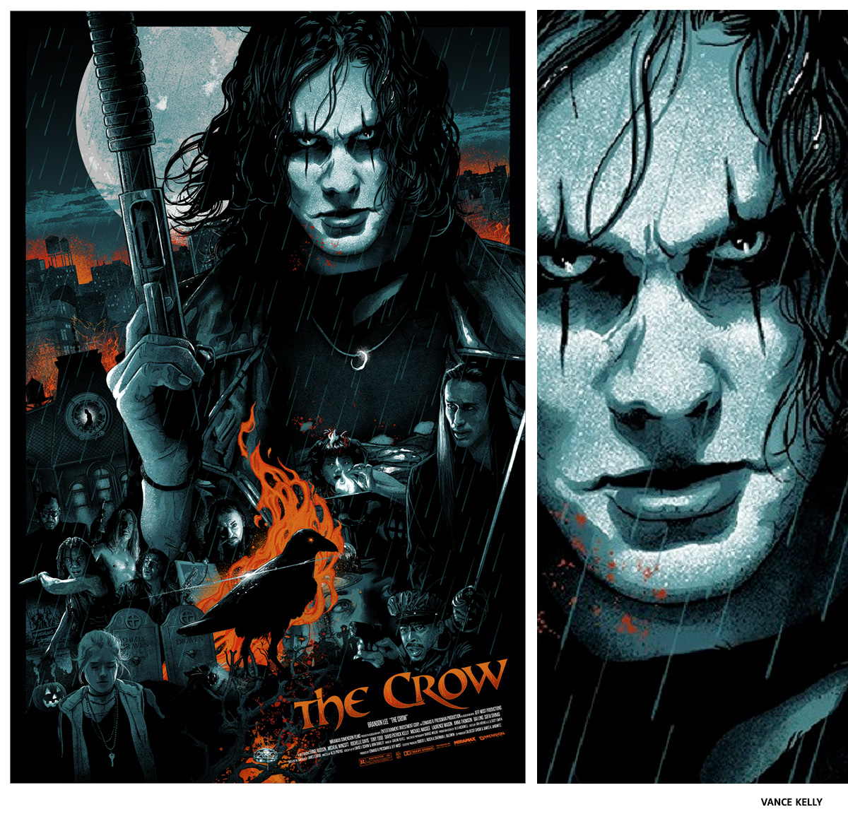 The Crow par Vance Kelly sérigraphie affiche