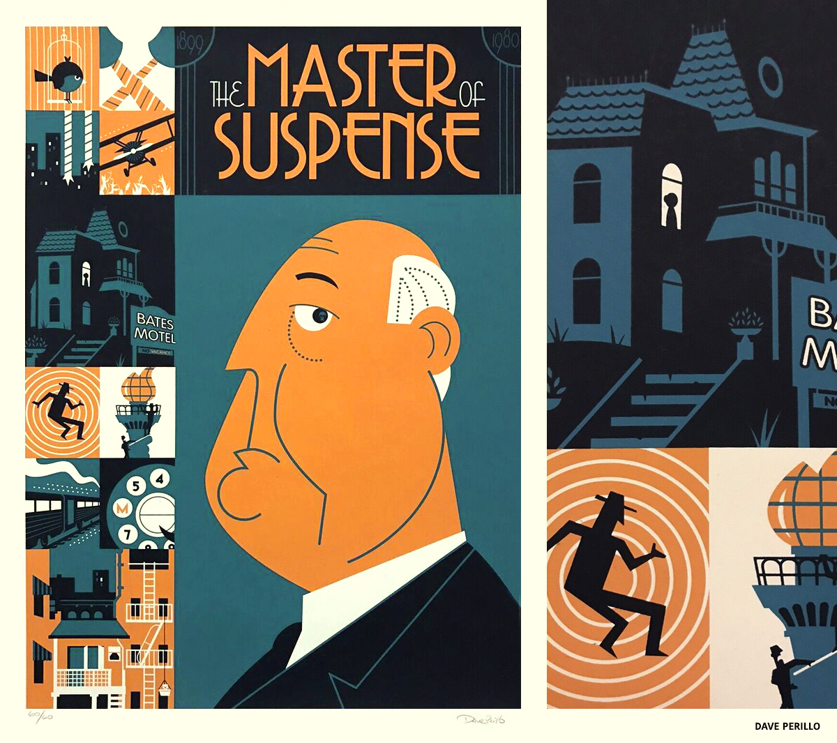 Hitchcock screenprint The Master of Suspense by Dave Perillo