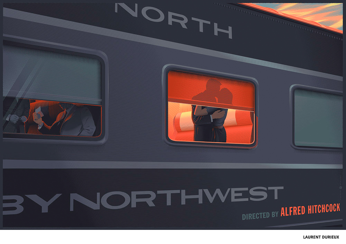Hitchcock screenprint of North by northwest by Laurent Durieux