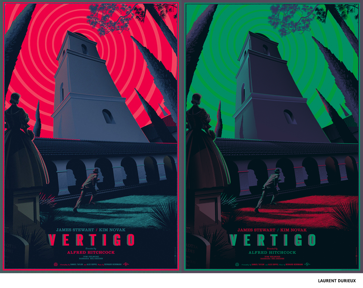 Hitchcock screenprint of Vertigo by LAURENT DURIEUX