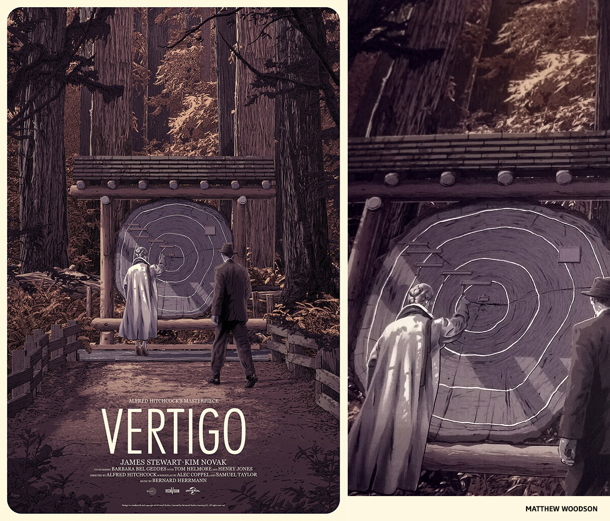 Hitchcock screenprint of Vertigo by MATTHEW WOODSON