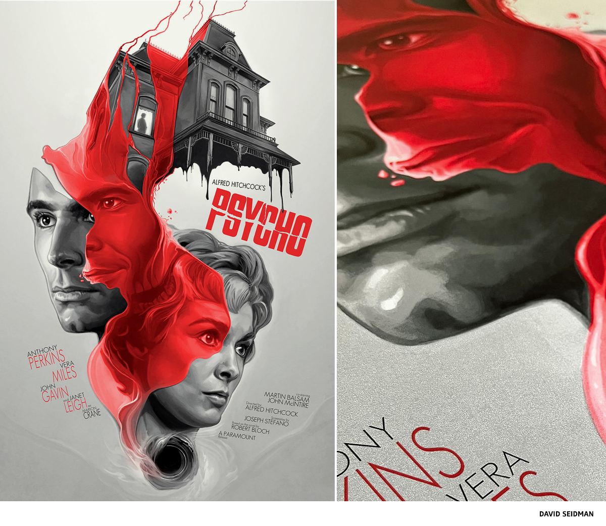 Hitchcock screenprint of Psycho by David Seidman