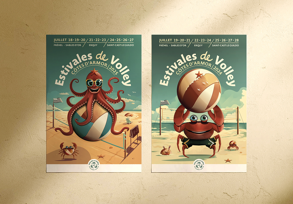 affiche Estivales de Volley illustrée par Dezzig
